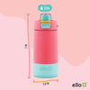 Botella de agua con aislamiento de acero inoxidable Ello Kids Colby de 12 oz con pajita, azul y rosa