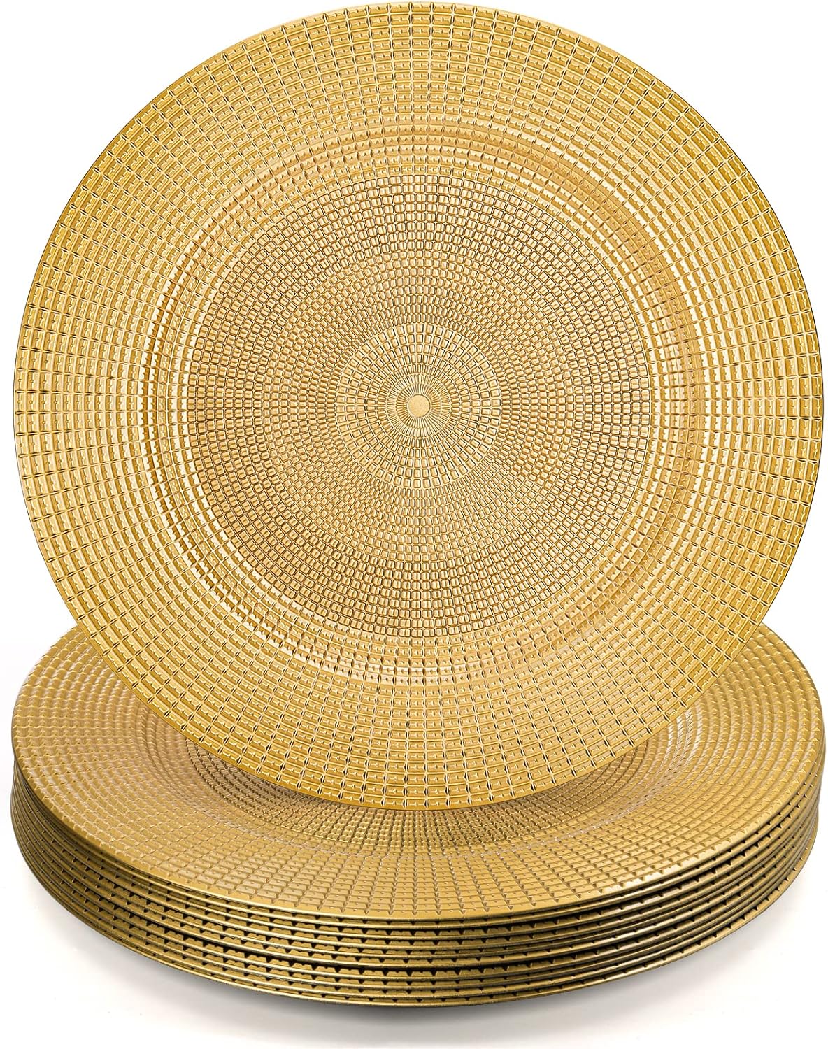 Hiceeden Paquete de 12 platos de carga dorados para platos llanos
