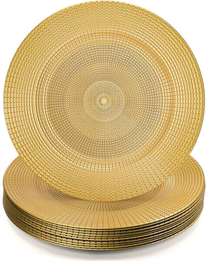 Hiceeden Paquete de 12 platos de carga dorados para platos llanos
