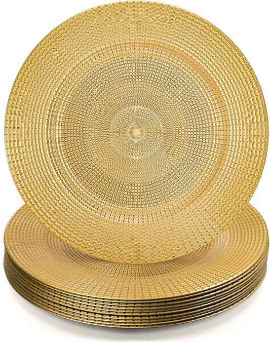 Hiceeden Paquete de 12 platos de carga dorados para platos llanos