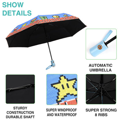 Paraguas plegable resistente al viento, con apertura y cierre automáticos