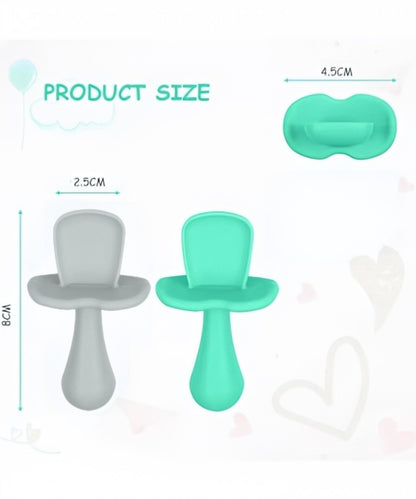 Set de 2 cucharas de silicona libre de BPA, gris y turquesa