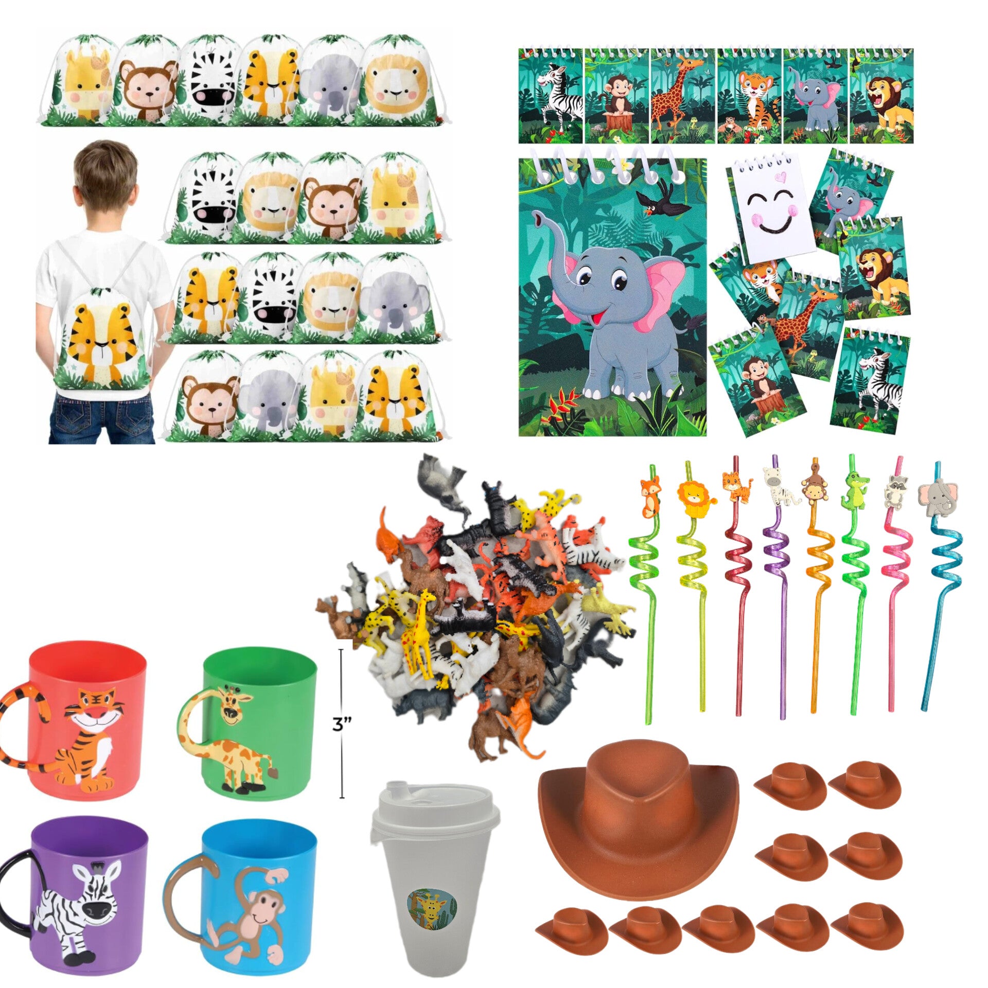 Set de regalos para fiesta, selva