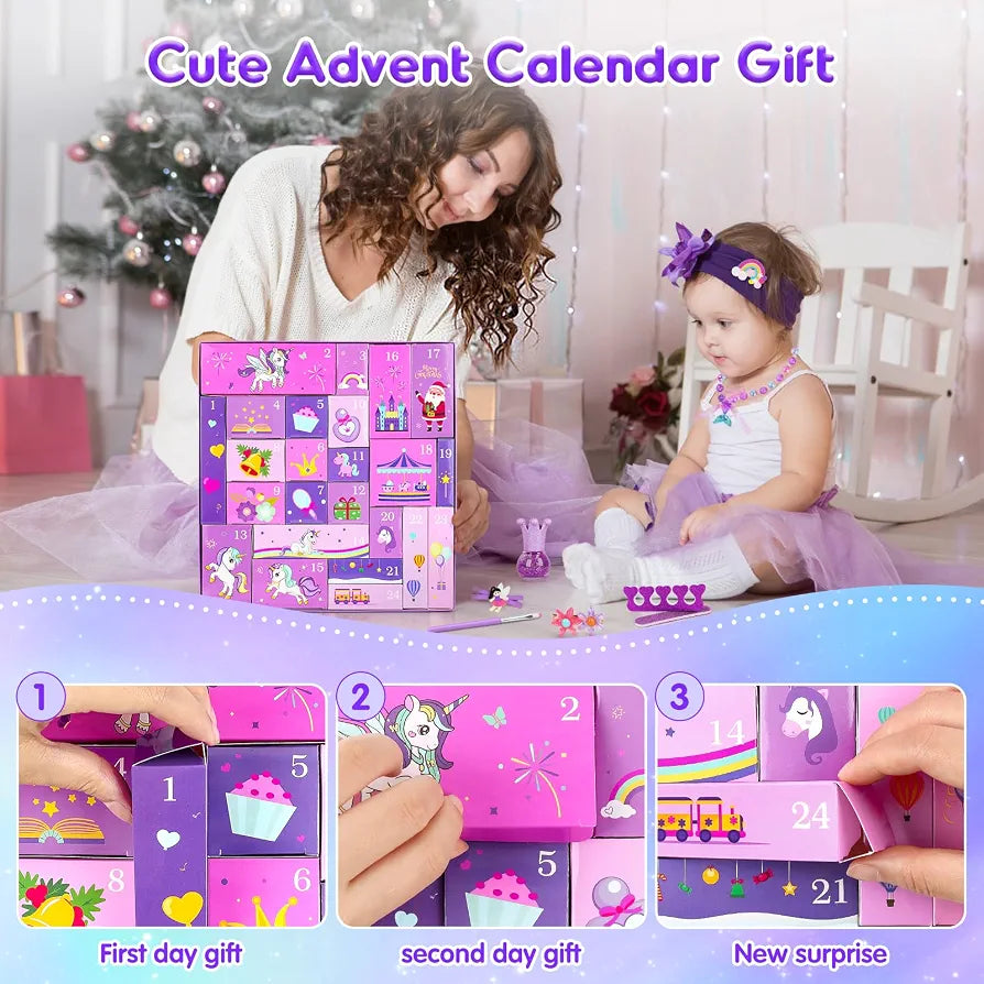 Calendario de adviento para niñas, morado
