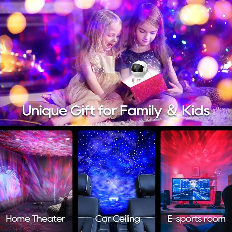 Proyector de estrella de galaxia, altavoces Bluetooth, temporizador de luz nocturna
