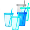 Youngever- 5 juegos de vasos de plástico para niños con tapas y pajitas