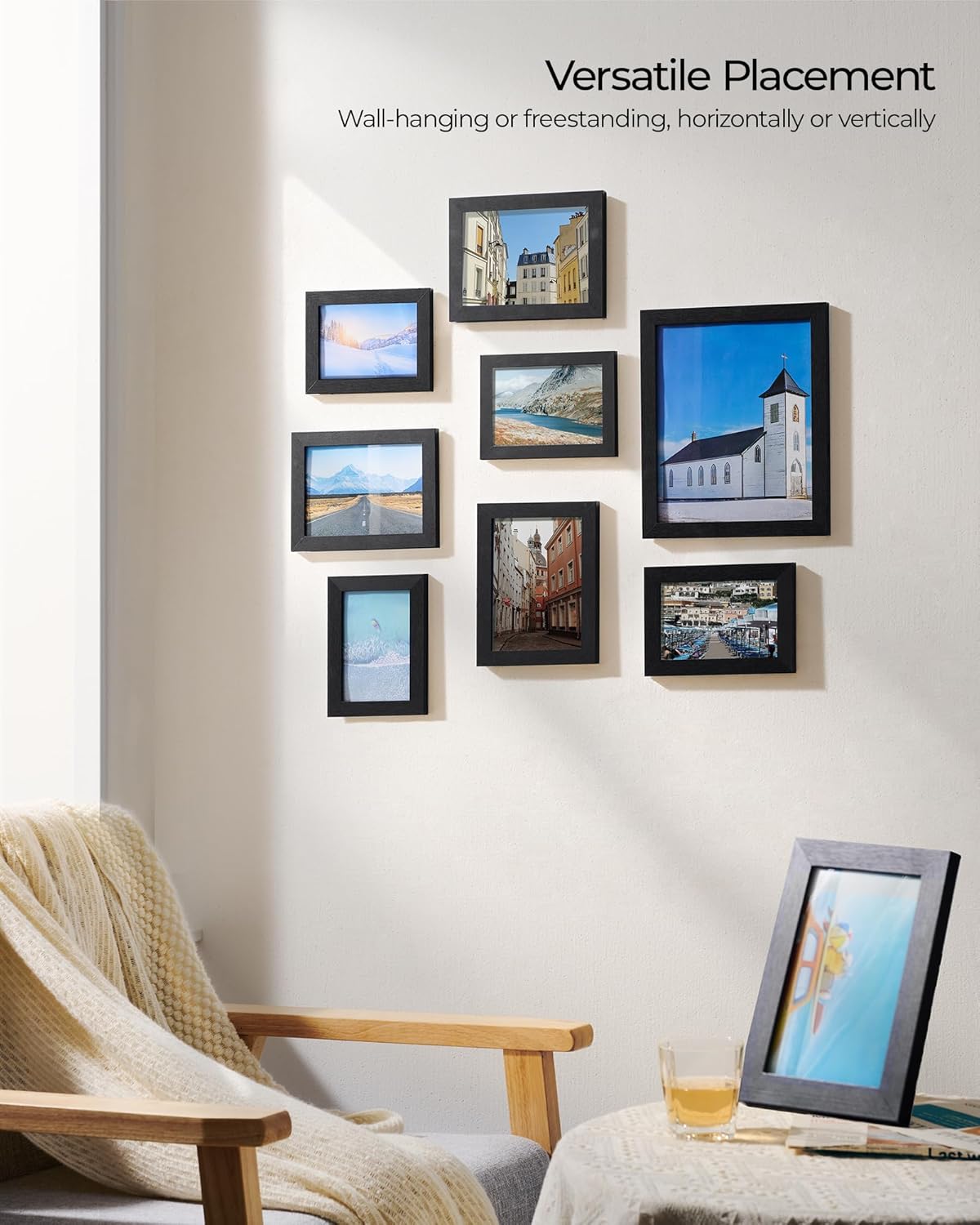 SANGMUCEN - Paquete de 10 marcos de fotos para collage de pared, color negro
