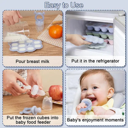 Moldes para paletas de leche materna para bebés y alimentador de frutas para bebés (2 unidades