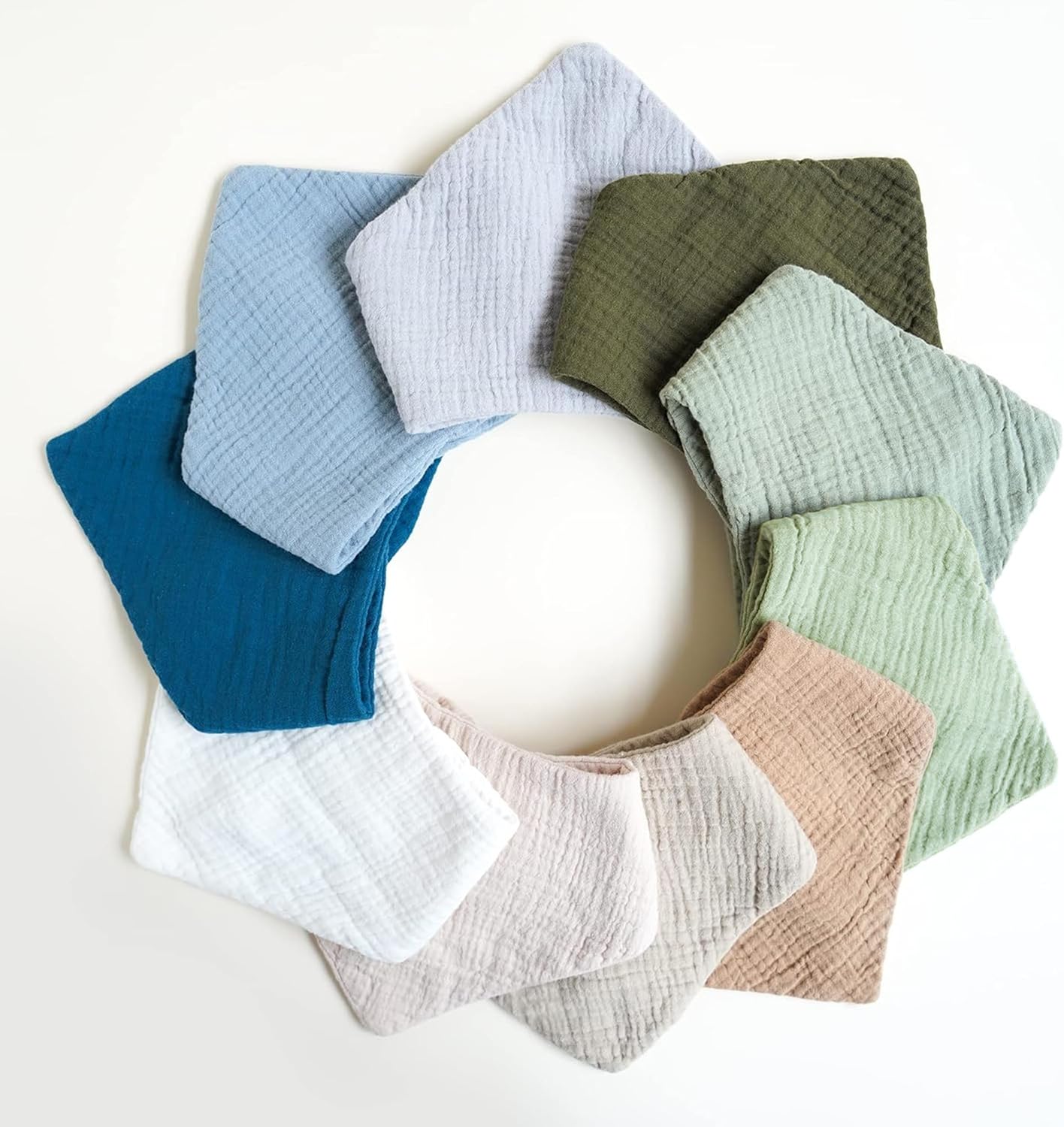 Konssy Baberos de muselina para bebé, paquete de 10 baberos bandana para bebé, 100% algodón