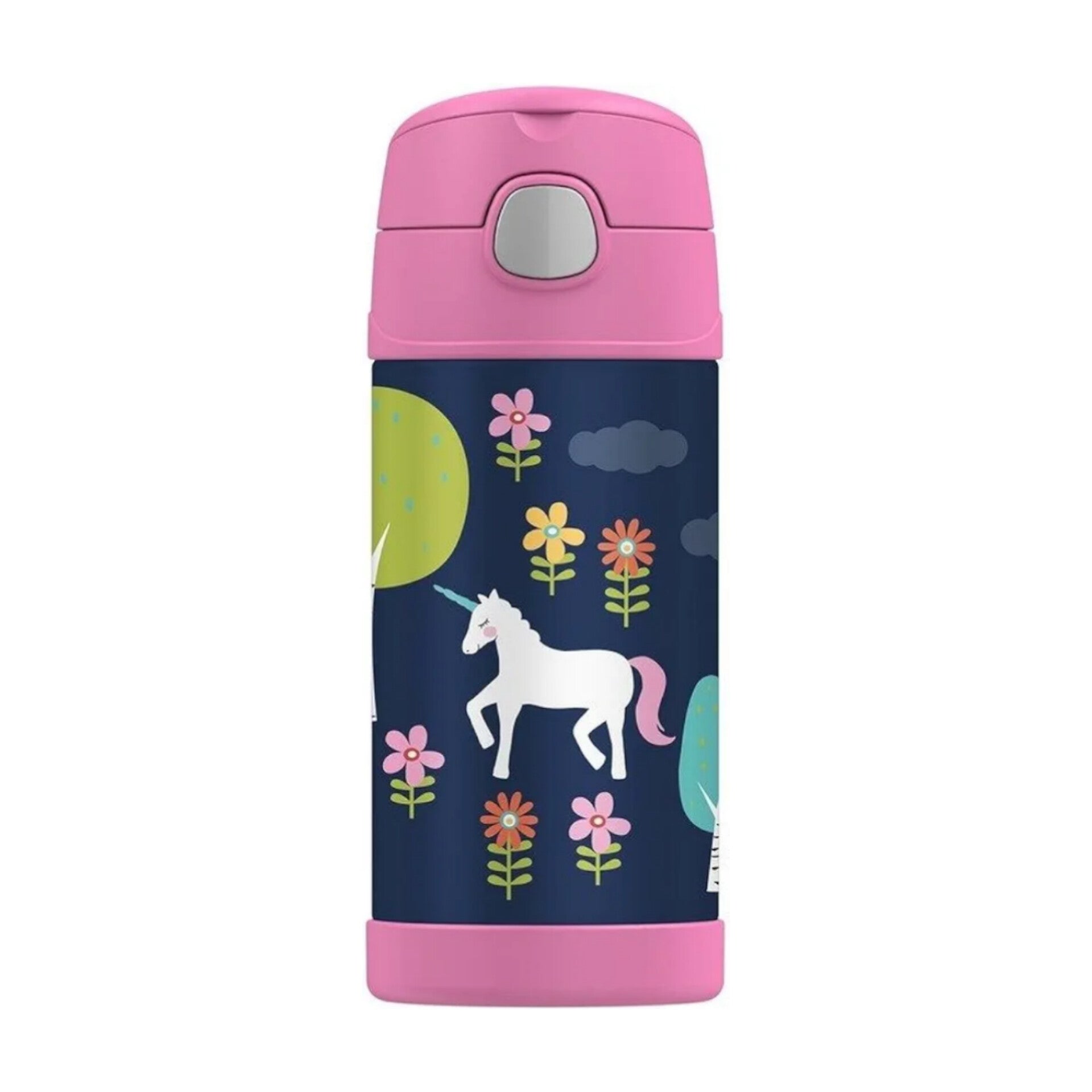 THERMOS-Botella con pajita para niños de 12 onzas, unicornios