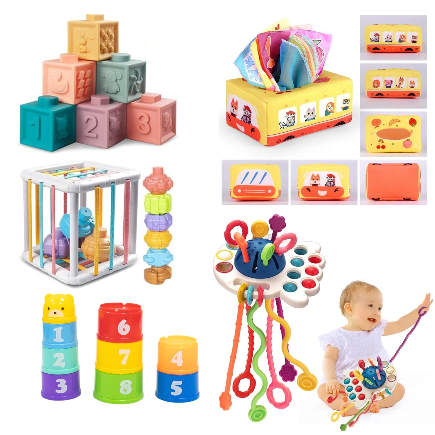 Elleck- Set de juguetes Montessori, 5 en 1