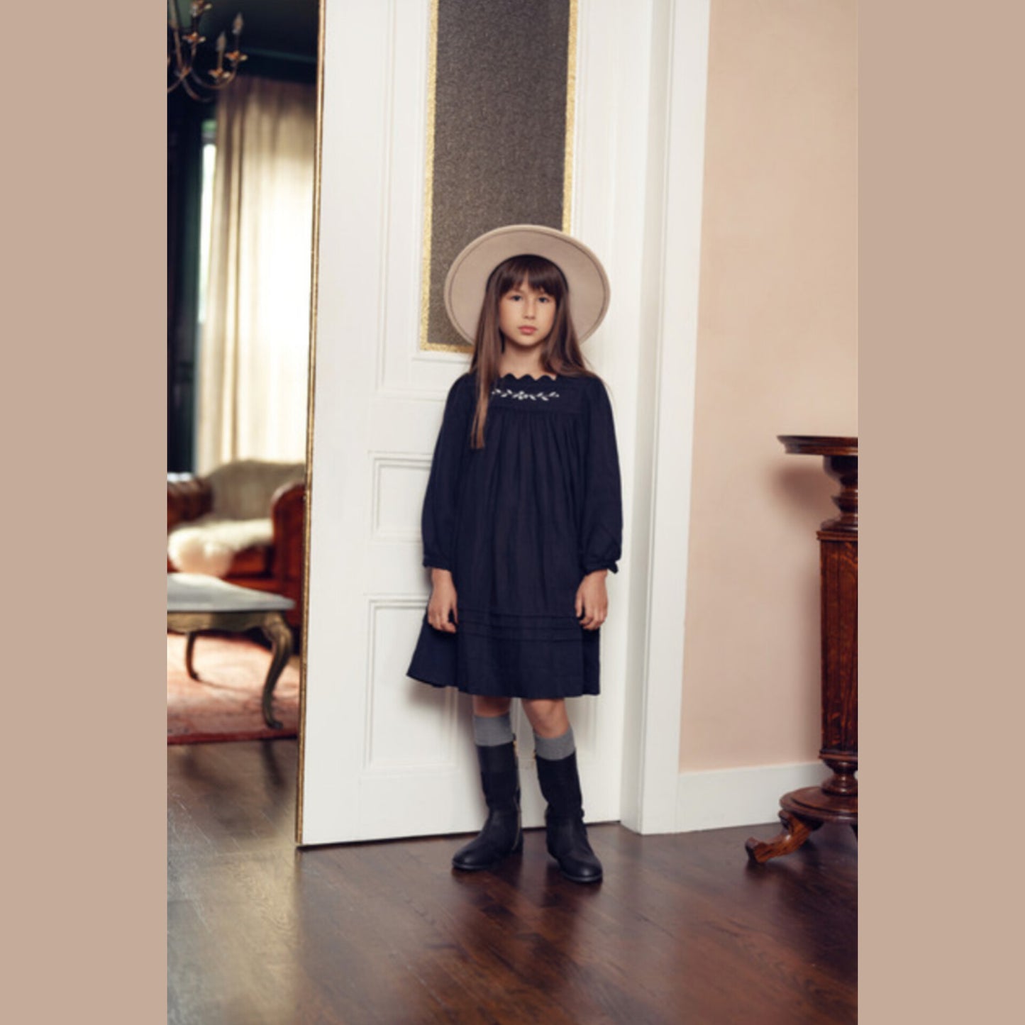 Vestido azul Navy, talla 110, 3-4 años