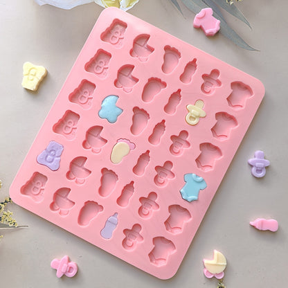 Set de 2 moldes de silicona, diseños para baby shower