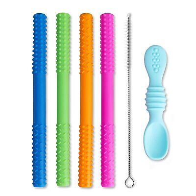 Tubos de dentición huecos (paquete de 4 + cuchara + cepillo)