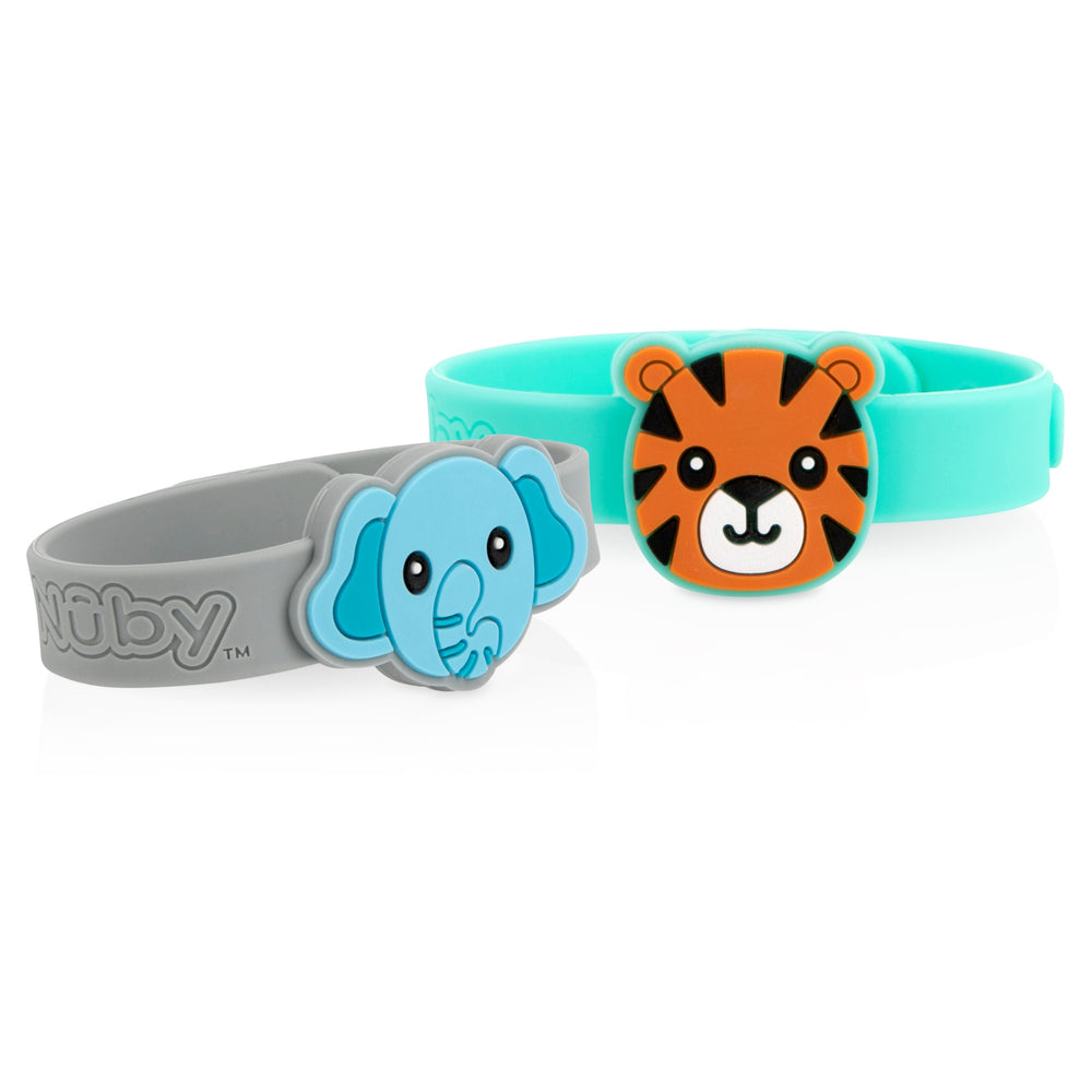 Pulsera repelente de mosquitos Nuby All Natural 2 piezas - Tigre y elefante