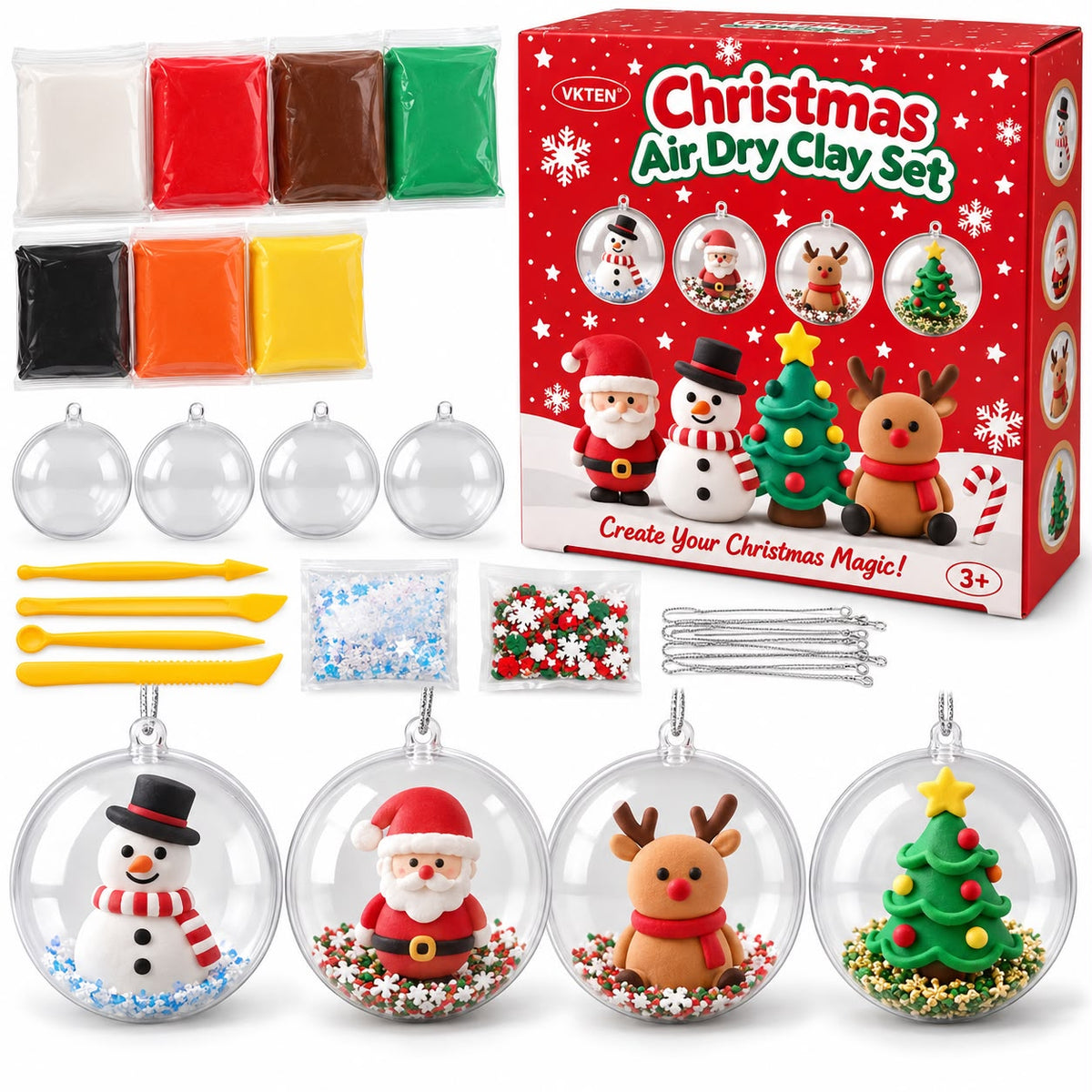 Set VKTEN de arcilla y esferas para crear adornos navideños