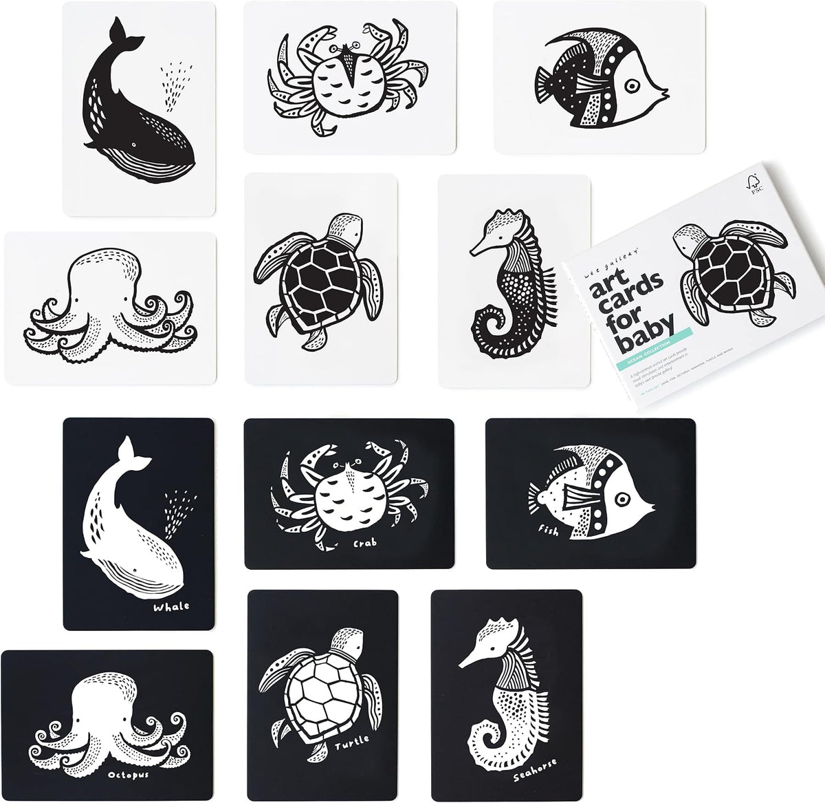 Wee Gallery – tarjetas de alto contraste de animales del océano, imagen 1