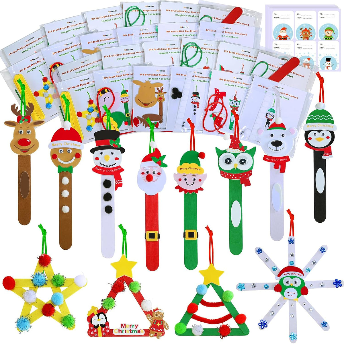 Kit de 24 adornos navideños con palitos Winlyn