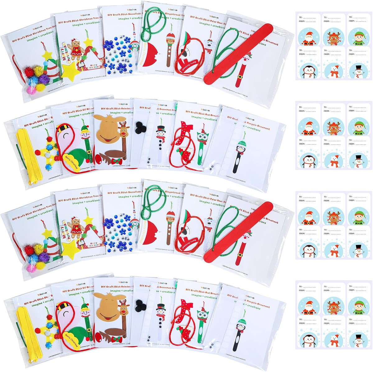 Kit de 24 adornos navideños con palitos Winlyn