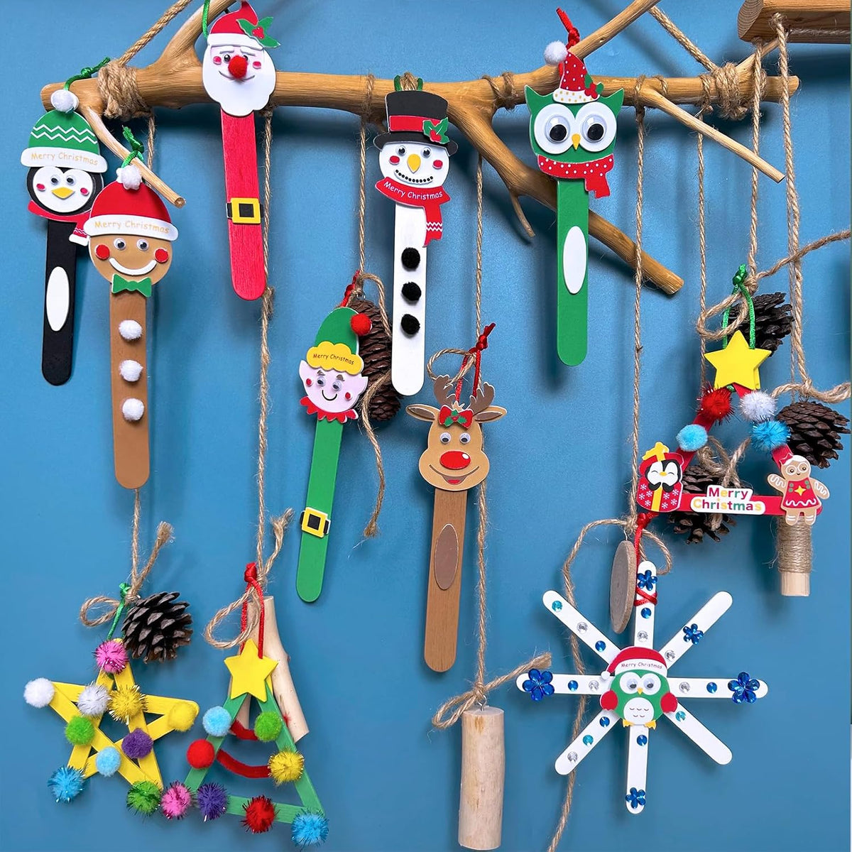 Kit de 24 adornos navideños con palitos Winlyn